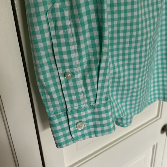 Vineyard Vines Performance XL (18) Green and White Gingham Whale Shirt - Picture 6 of 8